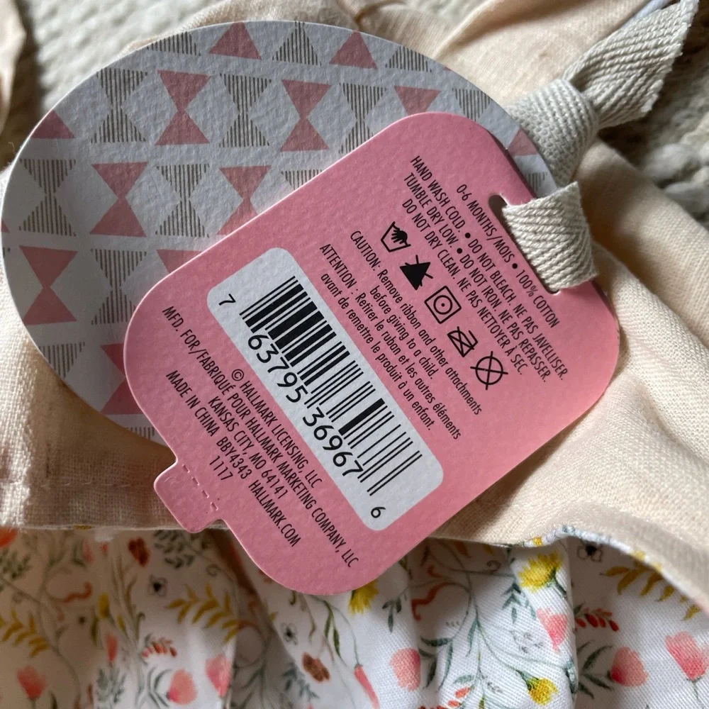 NWT Hallmark Baby Bunny Bonnet For Little Critters Khaki Floral Print 0-6 Months